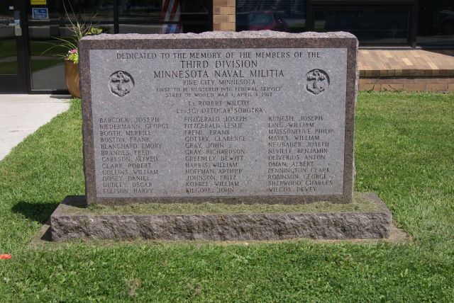 monument in front of Pine City Library